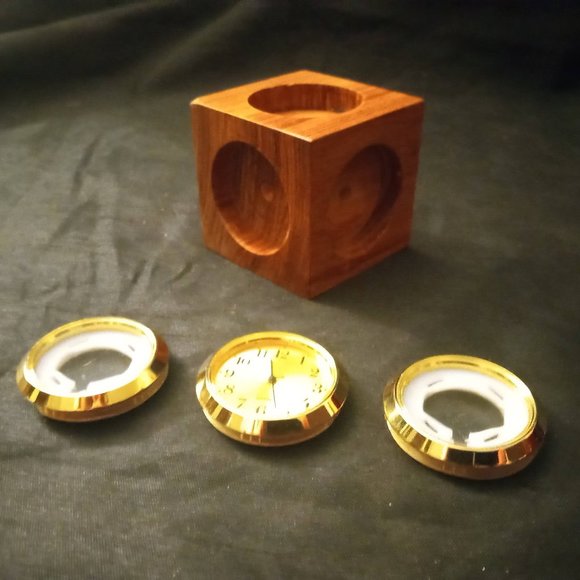 Vintage Wooden Desktop Weather Block Clock - Picture 2 of 5